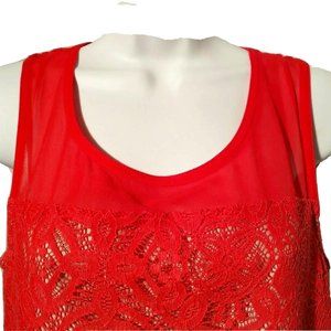 MARC by Marc Jacobs Women's XS Fiery Fuchsia Lace Sheer Sleeveless Tank Top